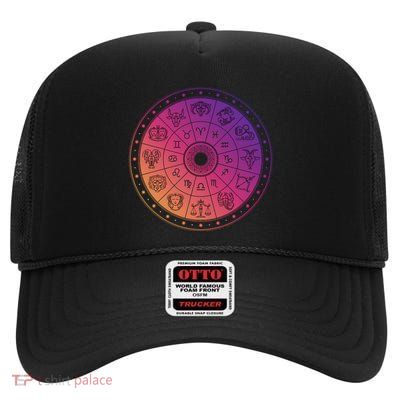 Horiscope Zodiac Wheel High Crown Mesh Back Trucker Hat