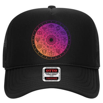 Horiscope Zodiac Wheel High Crown Mesh Back Trucker Hat