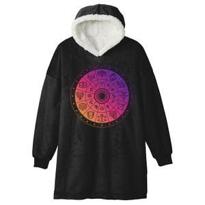 Horiscope Zodiac Wheel Hooded Wearable Blanket