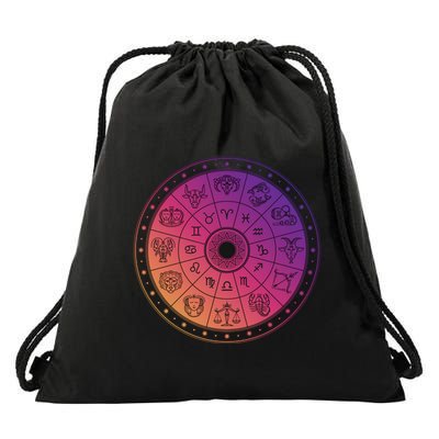 Horiscope Zodiac Wheel Drawstring Bag