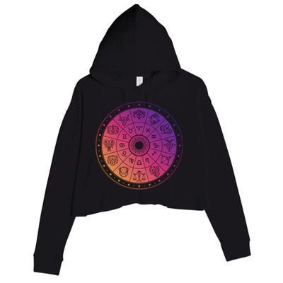 Horiscope Zodiac Wheel Crop Fleece Hoodie