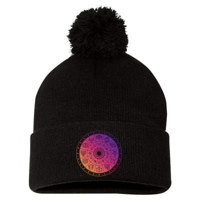 Horiscope Zodiac Wheel Pom Pom 12in Knit Beanie
