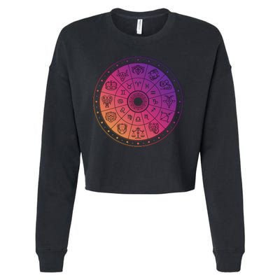 Horiscope Zodiac Wheel Cropped Pullover Crew