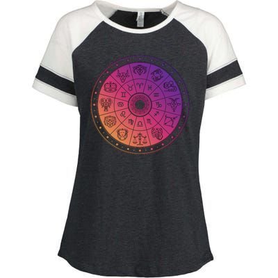 Horiscope Zodiac Wheel Enza Ladies Jersey Colorblock Tee