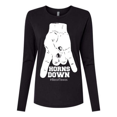 Horns Down #BeatTexas Beat Texas Womens Cotton Relaxed Long Sleeve T-Shirt