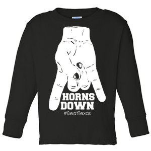 Horns Down #BeatTexas Beat Texas Toddler Long Sleeve Shirt