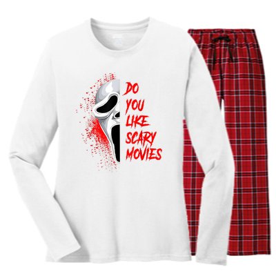 Horror Do You Like Scary Movie Ghostface Women's Long Sleeve Flannel Pajama Set 