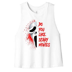 Horror Do You Like Scary Movie Ghostface Women's Racerback Cropped Tank