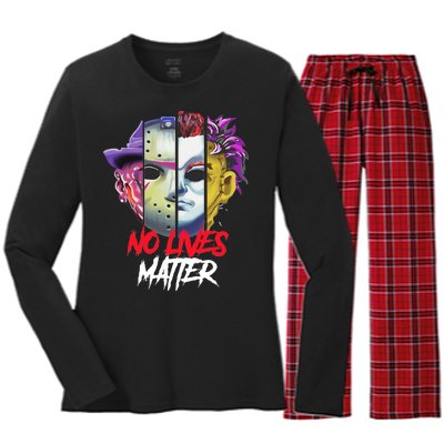 Horror Villains No Lives Matter Women's Long Sleeve Flannel Pajama Set 