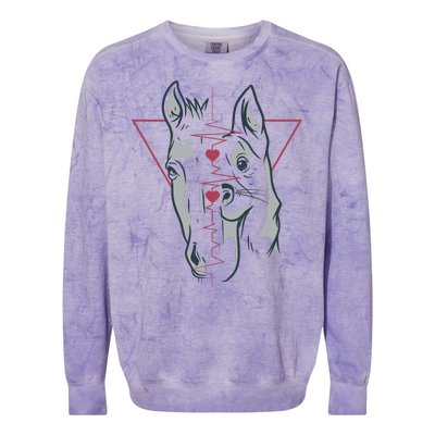 Horse And Dog Heartbeat Colorblast Crewneck Sweatshirt