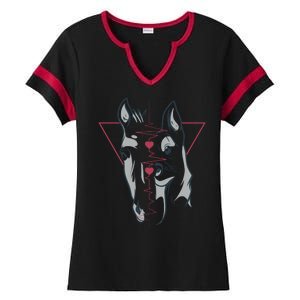 Horse And Dog Heartbeat Ladies Halftime Notch Neck Tee