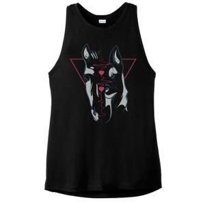 Horse And Dog Heartbeat Ladies PosiCharge Tri-Blend Wicking Tank