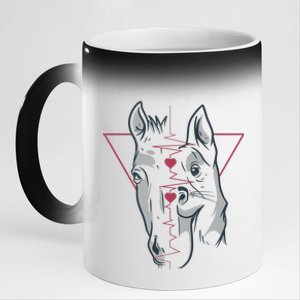 Horse And Dog Heartbeat 11oz Black Color Changing Mug