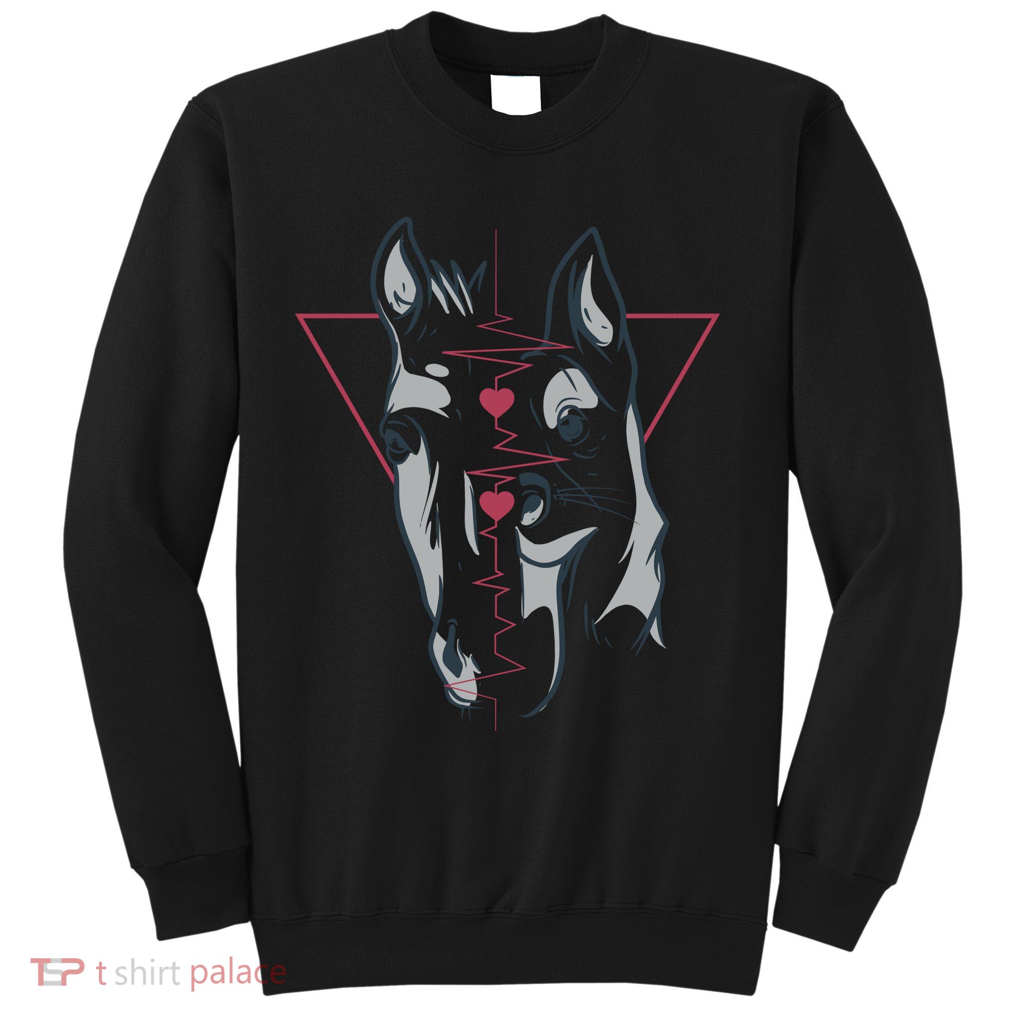 Horse And Dog Heartbeat Sweatshirt