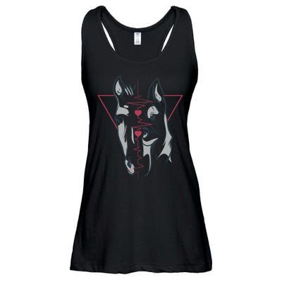 Horse And Dog Heartbeat Ladies Essential Flowy Tank