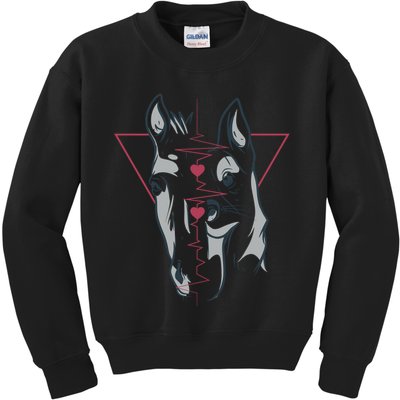 Horse And Dog Heartbeat Kids Sweatshirt