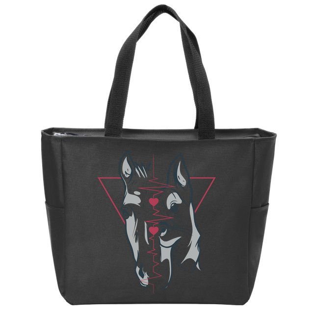 Horse And Dog Heartbeat Zip Tote Bag