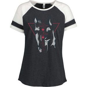 Horse And Dog Heartbeat Enza Ladies Jersey Colorblock Tee