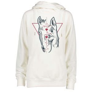 Horse And Dog Heartbeat Womens Funnel Neck Pullover Hood