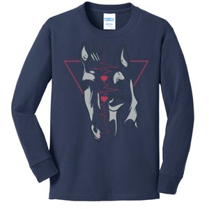 Horse And Dog Heartbeat Kids Long Sleeve Shirt