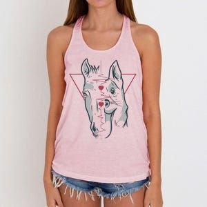 Horse And Dog Heartbeat Women's Knotted Racerback Tank