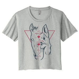 Horse And Dog Heartbeat Women's Crop Top Tee