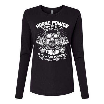 Horse Power Torque Skull Womens Cotton Relaxed Long Sleeve T-Shirt