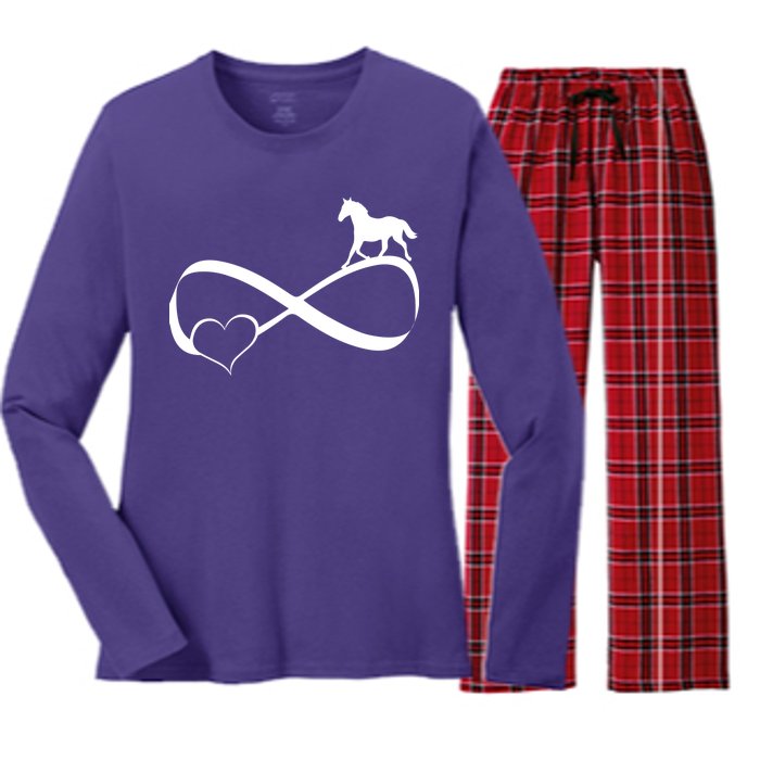 Horse Ribbon Of Love Women's Long Sleeve Flannel Pajama Set 