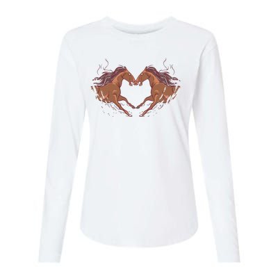 Horse Shaped Heart Womens Cotton Relaxed Long Sleeve T-Shirt