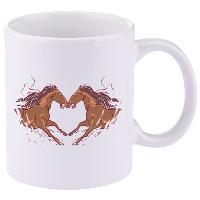 Horse Shaped Heart 11oz C Handle Ceramic Mug