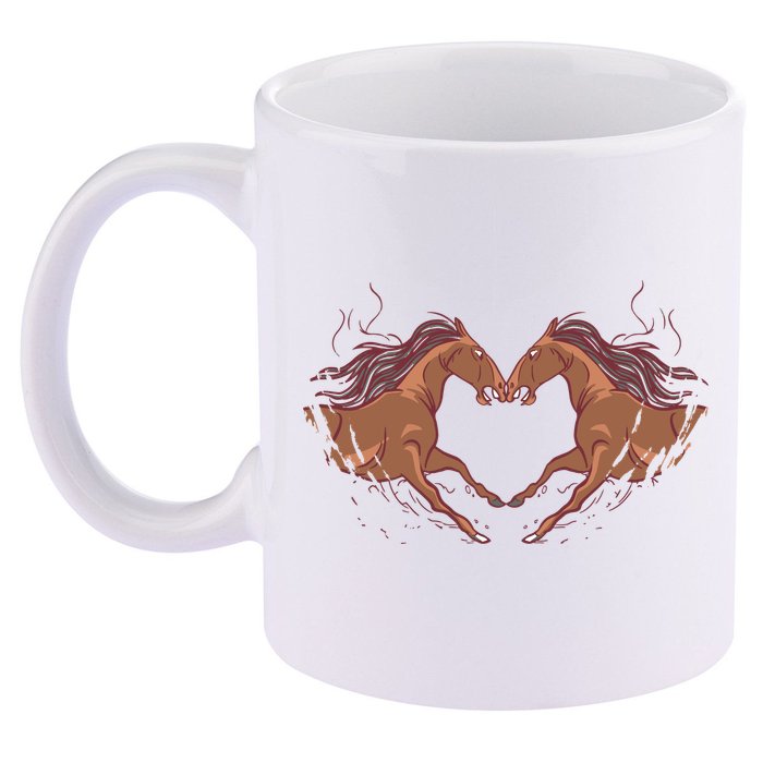 Horse Shaped Heart 11oz C Handle Ceramic Mug