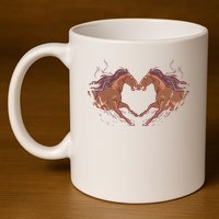 Horse Shaped Heart 11oz C Handle Ceramic Mug