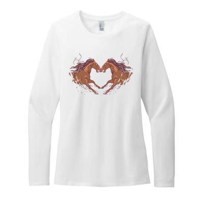 Horse Shaped Heart Womens CVC Long Sleeve Shirt