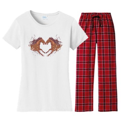 Horse Shaped Heart Women's Flannel Pajama Set