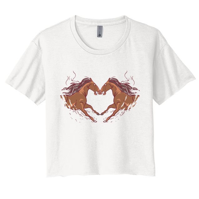 Horse Shaped Heart Women's Crop Top Tee