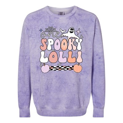 Halloween One Spooky Lolli Grandmother Groovy Colorblast Crewneck Sweatshirt