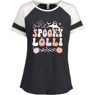 Halloween One Spooky Lolli Grandmother Groovy Enza Ladies Jersey Colorblock Tee