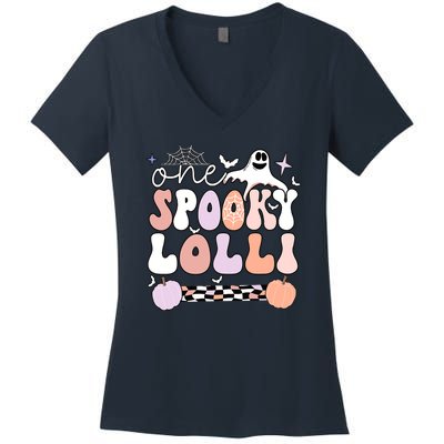 Halloween One Spooky Lolli Grandmother Groovy Women's V-Neck T-Shirt