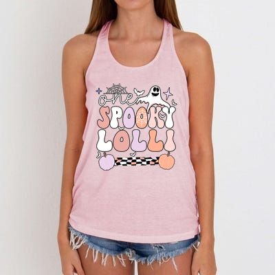 Halloween One Spooky Lolli Grandmother Groovy Women's Knotted Racerback Tank