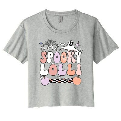 Halloween One Spooky Lolli Grandmother Groovy Women's Crop Top Tee