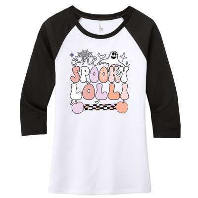 Halloween One Spooky Lolli Grandmother Groovy Women's Tri-Blend 3/4-Sleeve Raglan Shirt