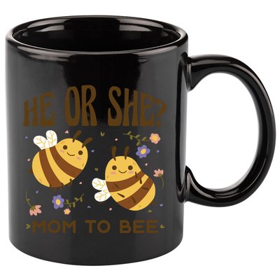 He Or She Mom To Bee Gender Reveal 11oz C Handle Ceramic Mug