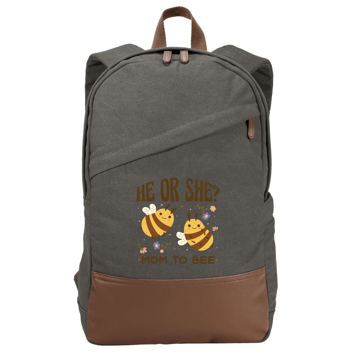 He Or She Mom To Bee Gender Reveal Cotton Canvas Backpack