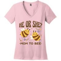 He Or She Mom To Bee Gender Reveal Women's V-Neck T-Shirt