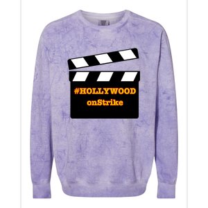 Hollywood On Strike Sag Aftra On Strike WGA Protest Background Actor On Strike Colorblast Crewneck Sweatshirt