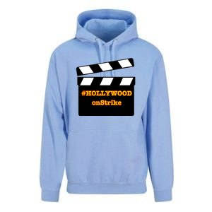 Hollywood On Strike Sag Aftra On Strike WGA Protest Background Actor On Strike Unisex Surf Hoodie