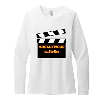 Hollywood On Strike Sag Aftra On Strike WGA Protest Background Actor On Strike Womens CVC Long Sleeve Shirt