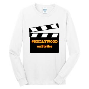 Hollywood On Strike Sag Aftra On Strike WGA Protest Background Actor On Strike Tall Long Sleeve T-Shirt