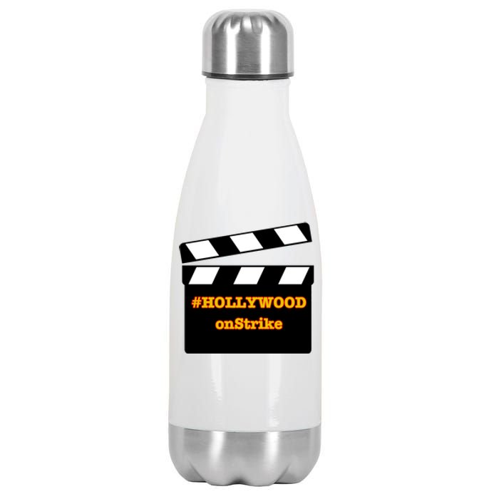 Hollywood On Strike Sag Aftra On Strike WGA Protest Background Actor On Strike Stainless Steel Insulated Water Bottle