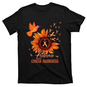 Hummingbird Orange Sunflower Leukemia Cancer Awareness T-Shirt